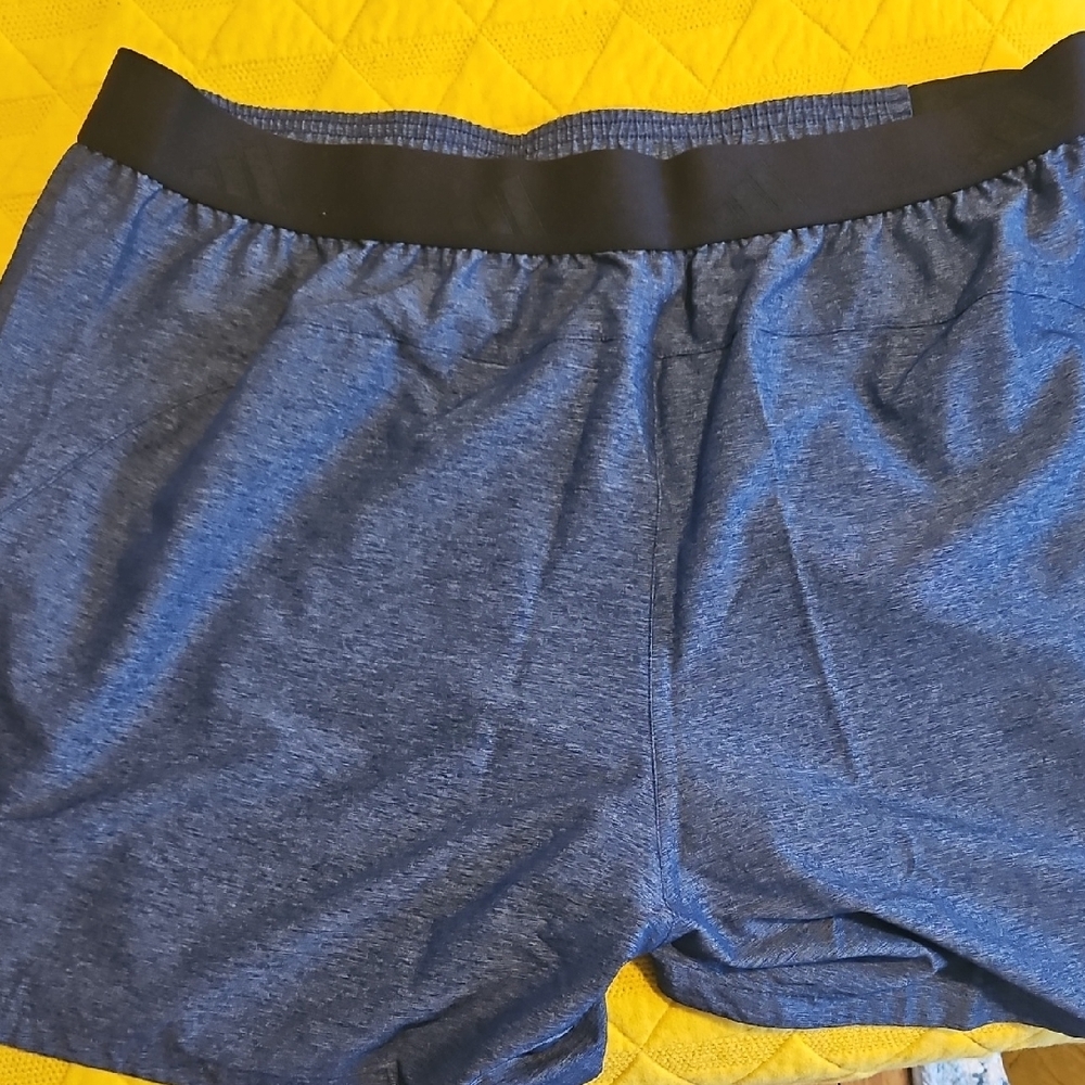 Blue Athletic Shorts with Black Waistband